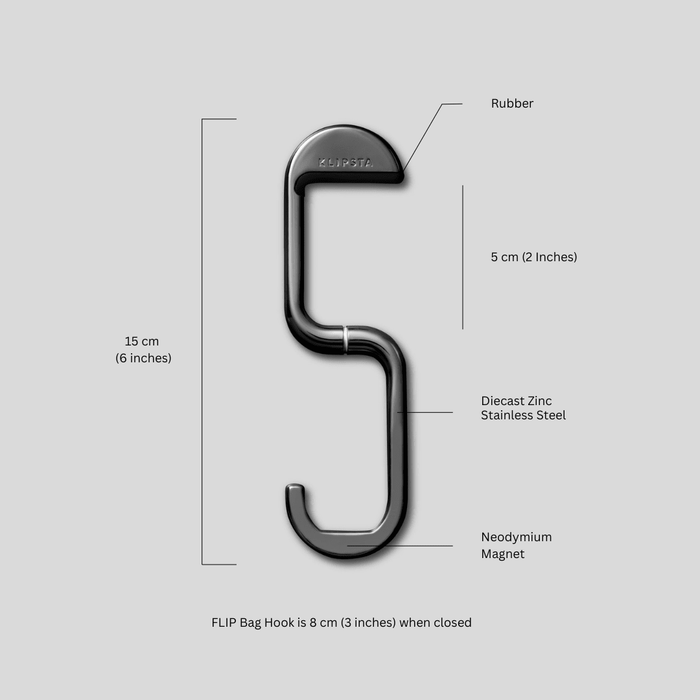 Klipsta | Flip Bag Hook Silver Holds 16kg