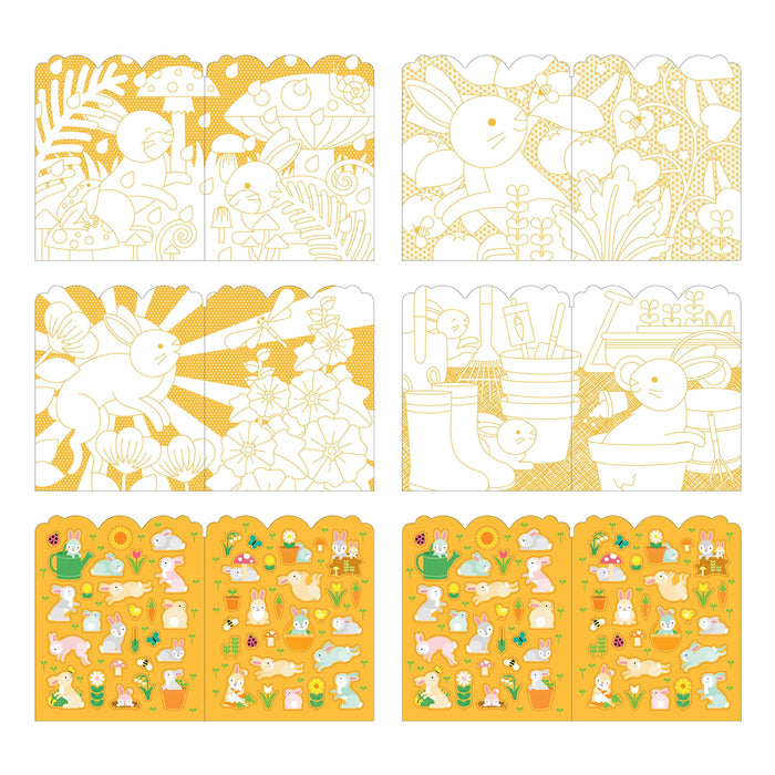 Petit Collage | Bunnies Colouring Book with Stickers Multi-Coloured