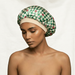 Louvelle | Satin Sleep Set Green Check Eye Mask Bonnet