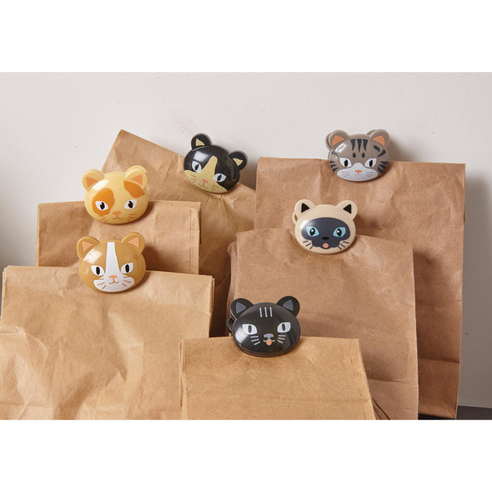 Kikkerland | Cat Bag Clips 6pcs Set Multi-Coloured