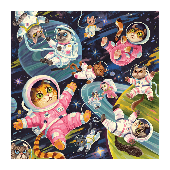 Galison | A Space Meowdyssey Puzzle - 500pc Multi-Coloured Homing Instincts