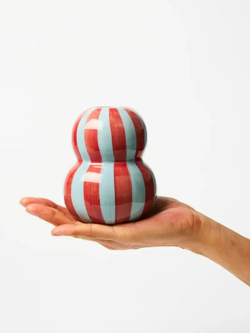 Jones & Co | Fonda Burgundy Pale Blue Stripe Vase Homing Instincts