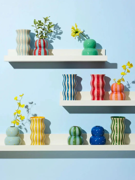 Jones & Co | Fonda Burgundy Pale Blue Stripe Vase Homing Instincts