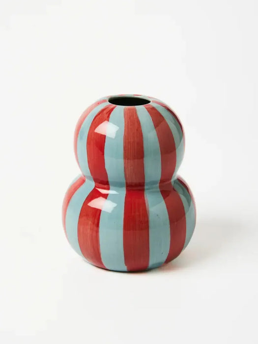Jones & Co | Fonda Burgundy Pale Blue Stripe Vase Homing Instincts