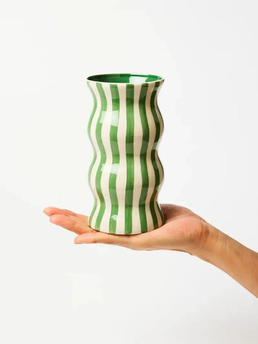 Jones & Co | Palma Green Stripe Vase Homing Instincts