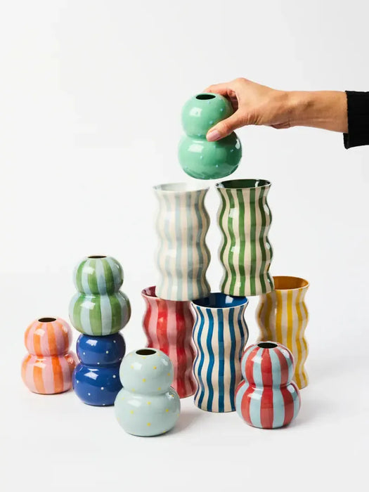 Jones & Co | Palma Red Pink Stripe Vase Homing Instincts