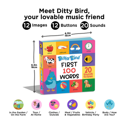 Ditty Bird | Interactive Book 12 Sound Buttons Multi-Coloured