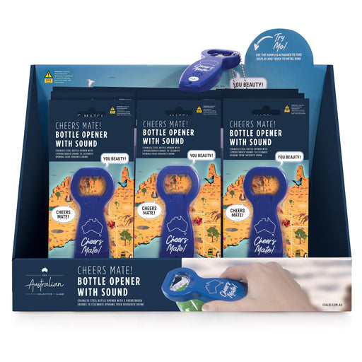 The Australian Collection | Cheers Mate Bottle Opener With Sound 12pcs Blue