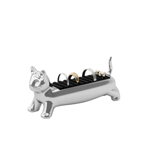 Umbra | Ali Cat Ring Holder Chrome Velvet‑Padded