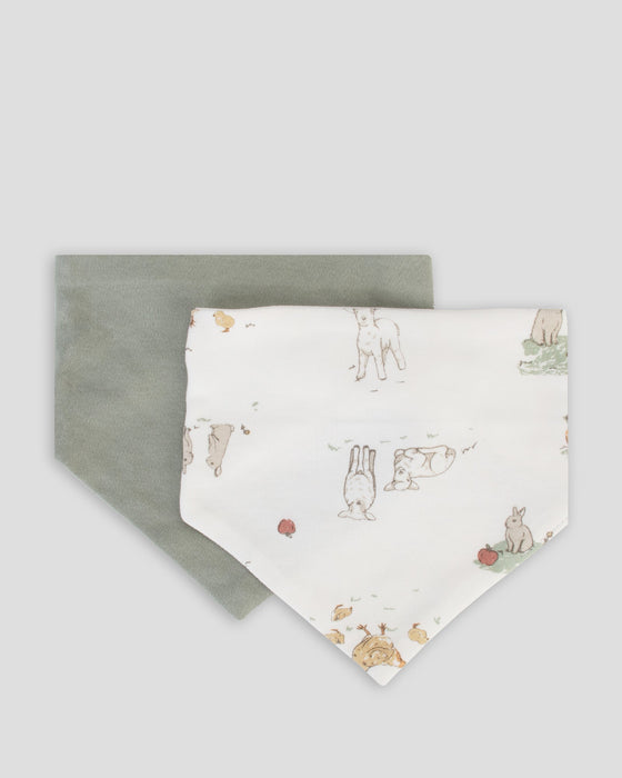 The Little Linen Company | Little Linen Jersey Bibs 2 Pack - Farmyard Lamb