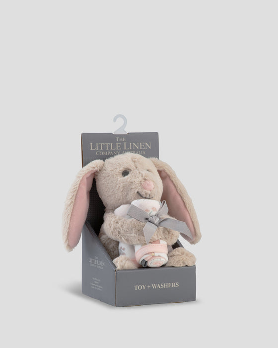 The Little Linen Company | Little Linen Soft Plush Toy & Face Washers - Harvest Bunny