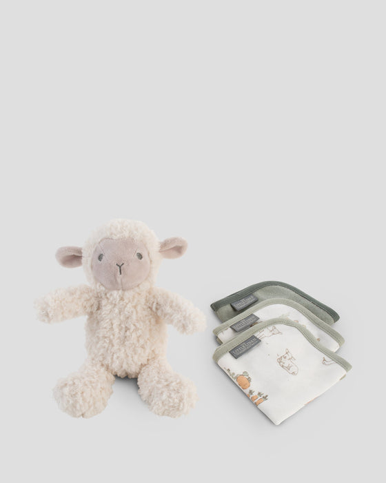 The Little Linen Company | Little Linen Soft Plush Toy & Face Washers - Farmyard Lamb