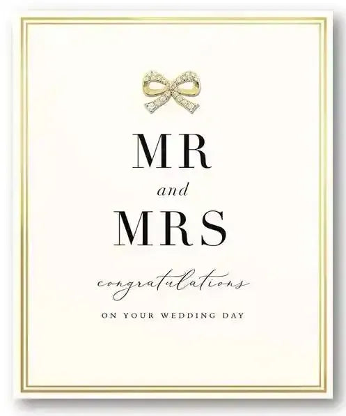 Waterlyn | Wedding Card – Mr and Mrs (Diamante` Bow)