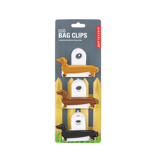 Kikkerland | Sausage Dog Bag Clips Set of 3 Black Brown