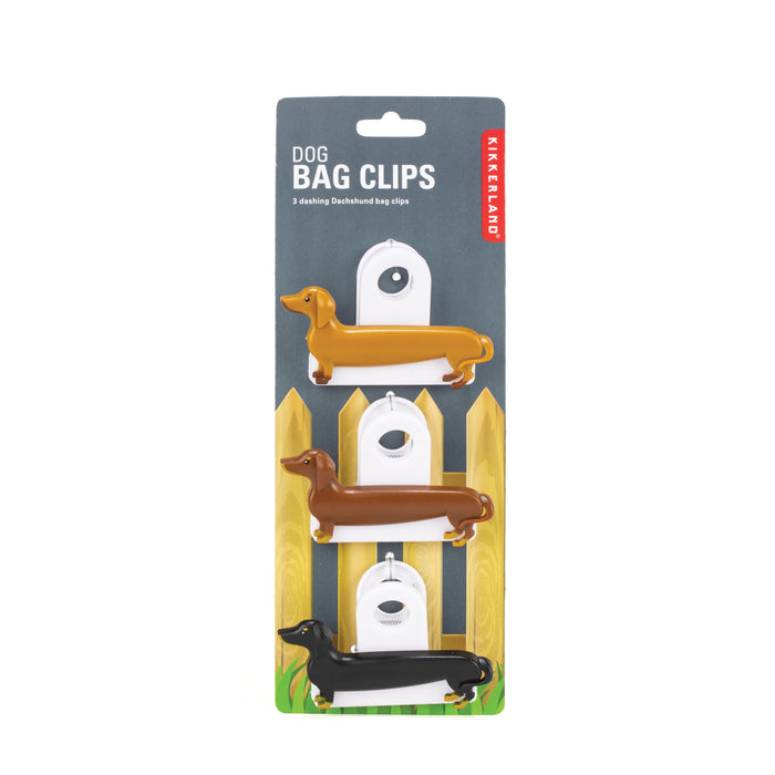 Kikkerland | Sausage Dog Bag Clips Set of 3 Black Brown
