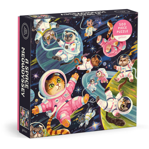Galison | A Space Meowdyssey Puzzle - 500pc Multi-Coloured Homing Instincts