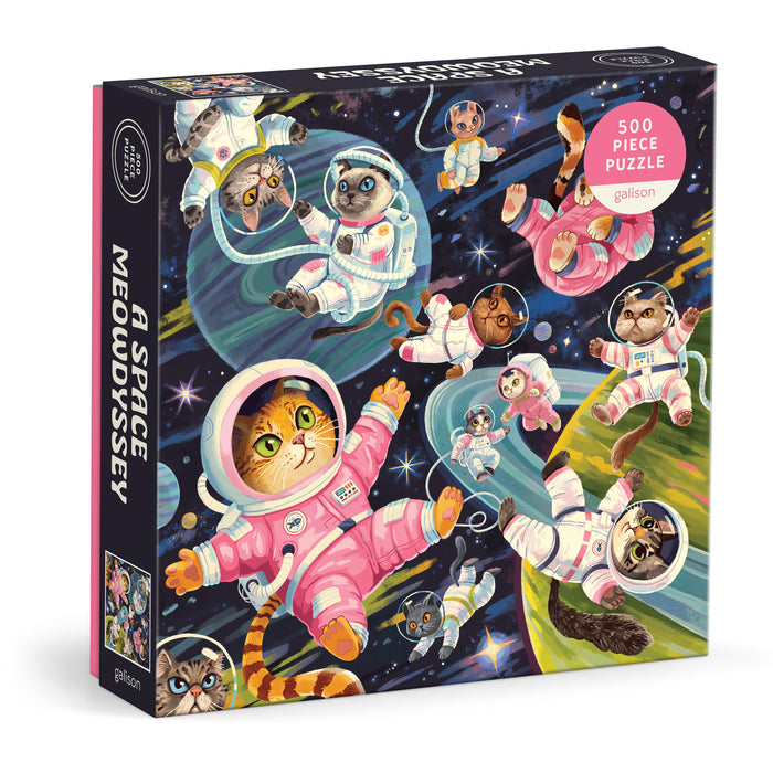 Galison | A Space Meowdyssey Puzzle - 500pc Multi-Coloured Homing Instincts