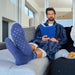 Annabel Trends | AT Mens Grippy Lounge Socks Navy Stripe