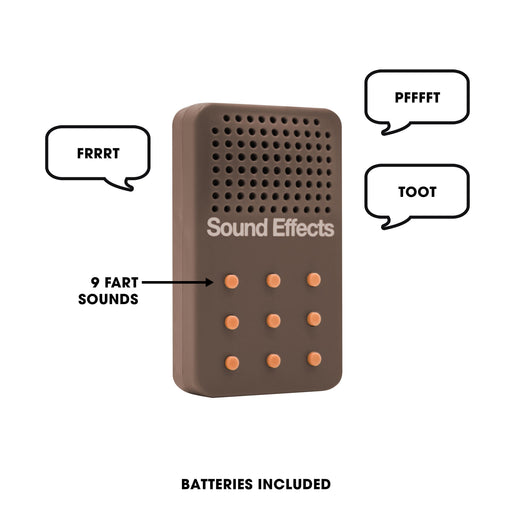 NPW | Fart Fanfare Sound Machine Brown Portable 9‑Sound Gag Device
