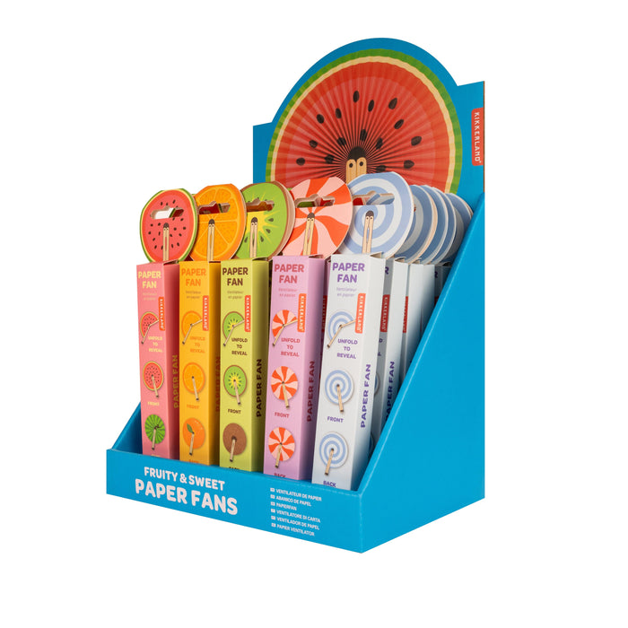 Kikkerland | Fruity & Sweet Paper Fans 25pcs 5 Assorted