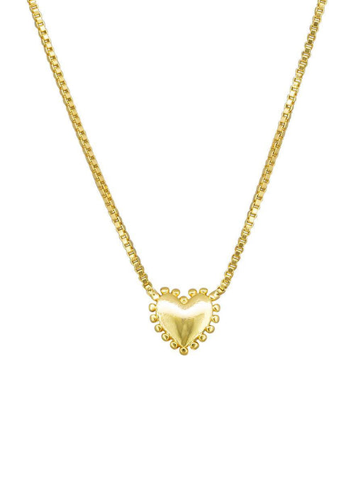 Tiger Tree | Gold Large Ball Edged Heart Necklace