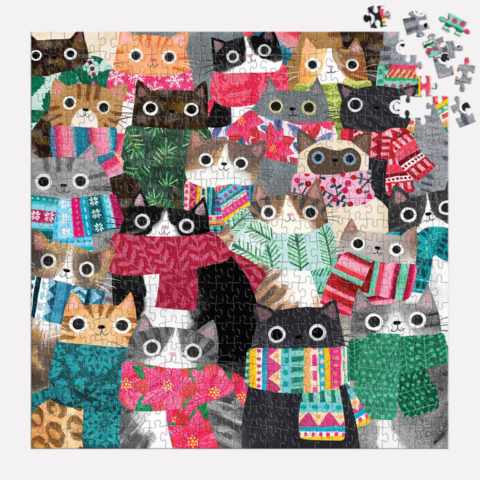 Galison | Wintry Cats Puzzle 500pcs Multi-Coloured