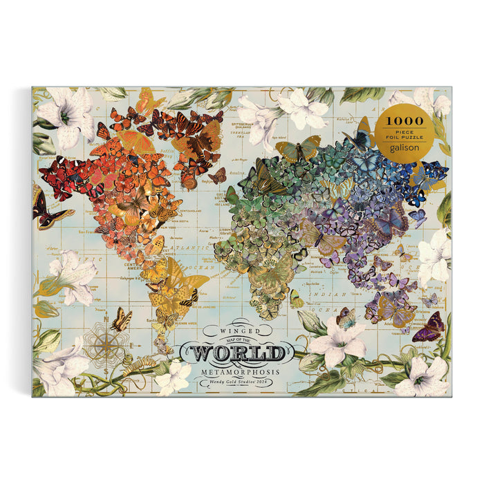 Galison | Wendy Gold Winged Metamorphosis Foil Puzzle 1000pcs Multi-Coloured Homing Instincts
