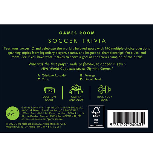 Games Room | Multi-Coloured Soccer Trivia Card Game Portable Box for Fans Homing Instincts