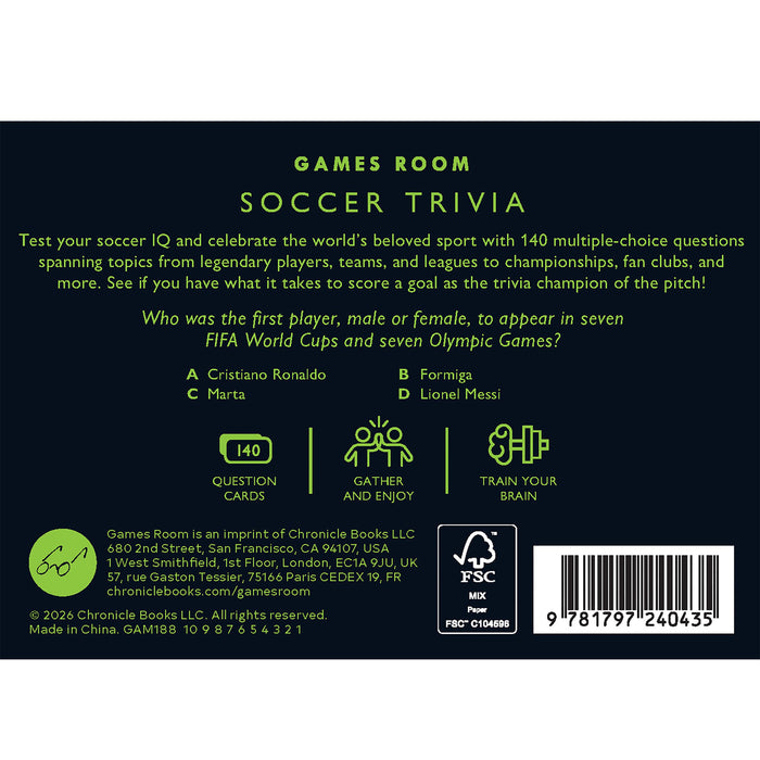 Games Room | Multi-Coloured Soccer Trivia Card Game Portable Box for Fans Homing Instincts