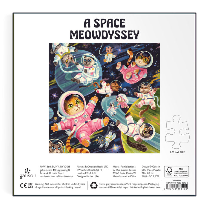 Galison | A Space Meowdyssey Puzzle - 500pc Multi-Coloured Homing Instincts