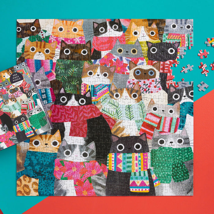 Galison | Wintry Cats Puzzle 500pcs Multi-Coloured