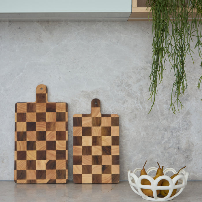 Davis & Waddell | Hudson Acacia Wood Checkerboard Serving Board with Handle