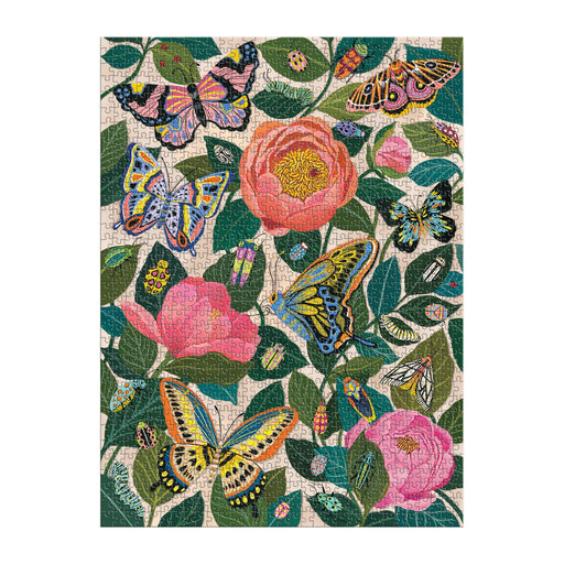 Galison | Between the Blooms Foil Puzzle - 1000pc Multi-Coloured Homing Instincts