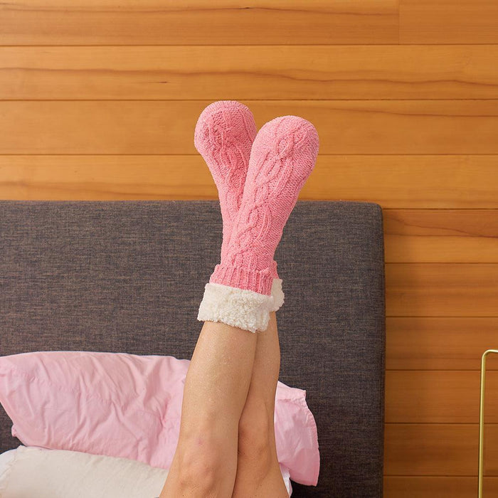 Annabel Trends | Chenille Lounge Socks - Sherpa Lined