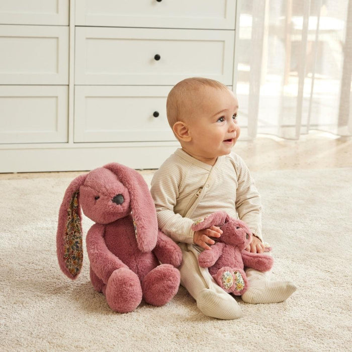 Pilbeam Living | Floral Raspberry Bunny Rattle, Multi‑Color Plush