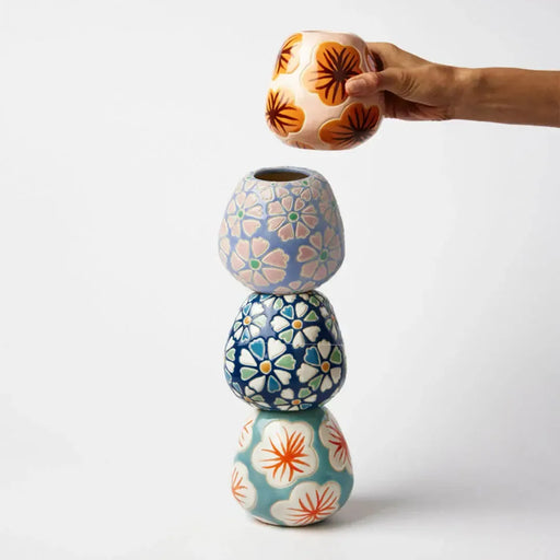 Jones & Co | Pollen Blue Daisy Vase-Jones & Co-Homing Instincts
