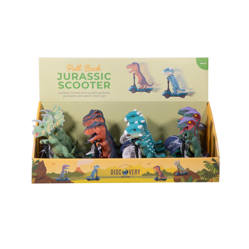 Discovery Zone | Pull‑Back Jurassic Scooter CDU 12pcs/4 Assorted