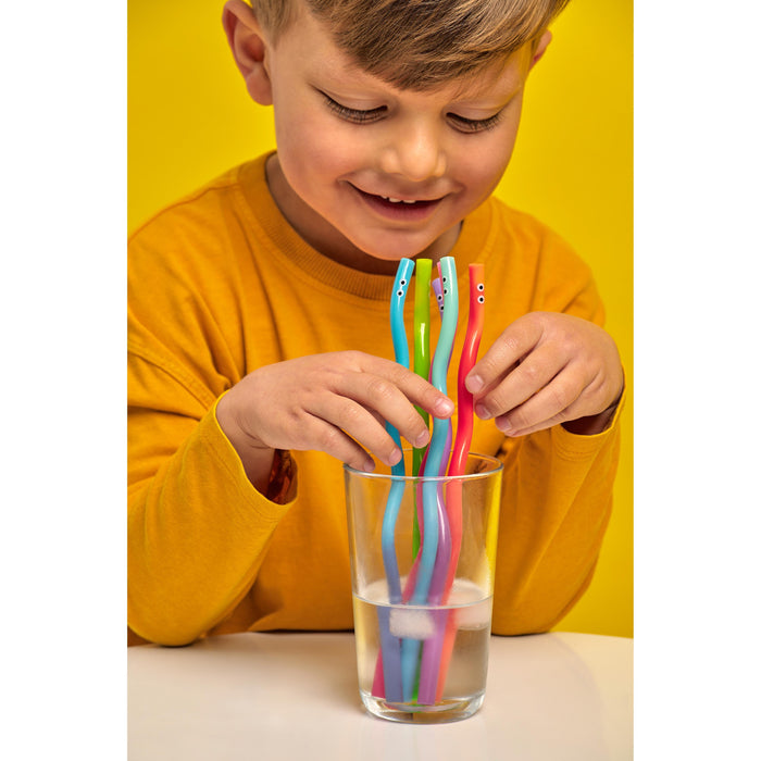 Kikkerland | Wiggly Worm Color Changing Straws 6‑Piece Set