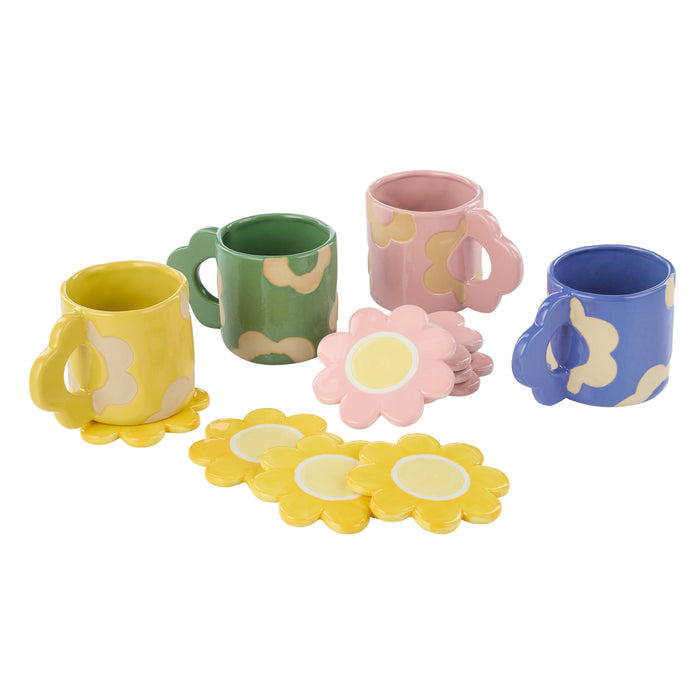 Emporium | Posey Flower Coasters 4pcs Set Pink