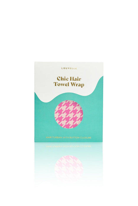 Louvelle | Riva Hair Towel Wrap Microfibre Pink Houndstooth