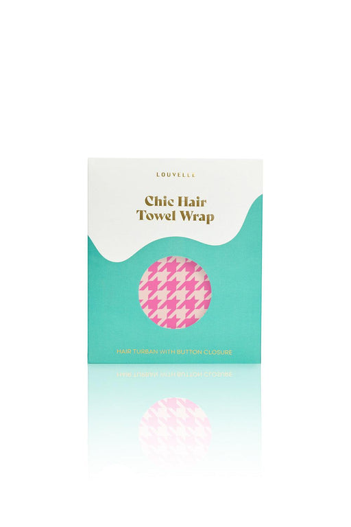 Louvelle | Riva Hair Towel Wrap Microfibre Pink Houndstooth
