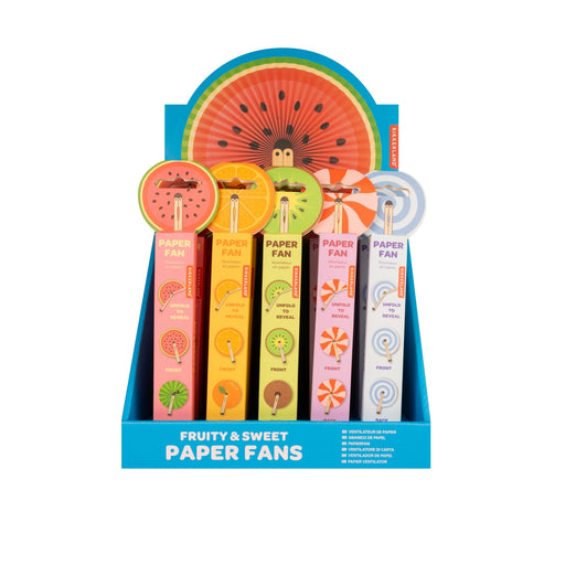 Kikkerland | Fruity & Sweet Paper Fans 25pcs 5 Assorted