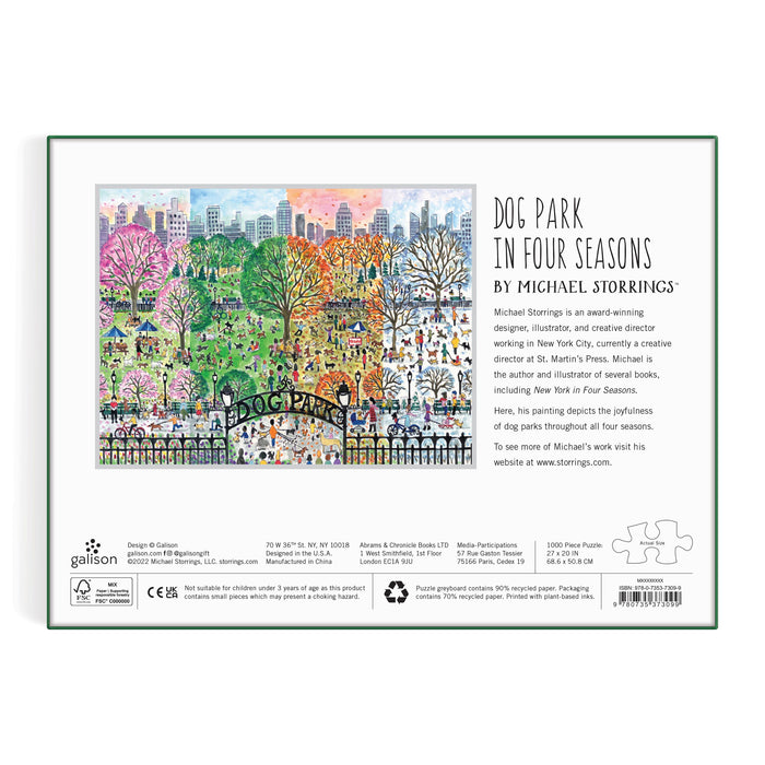 Galison | Dog Park in Four Seasons Puzzle - 1000pcs Multi-Coloured