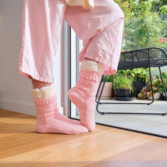 Annabel Trends | Chenille Lounge Socks - Sherpa Lined