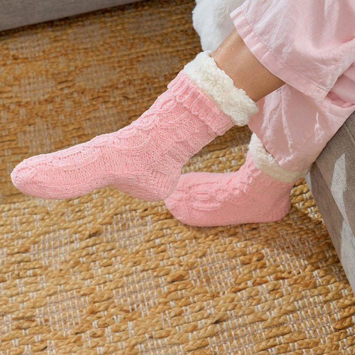 Annabel Trends | Chenille Lounge Socks - Sherpa Lined