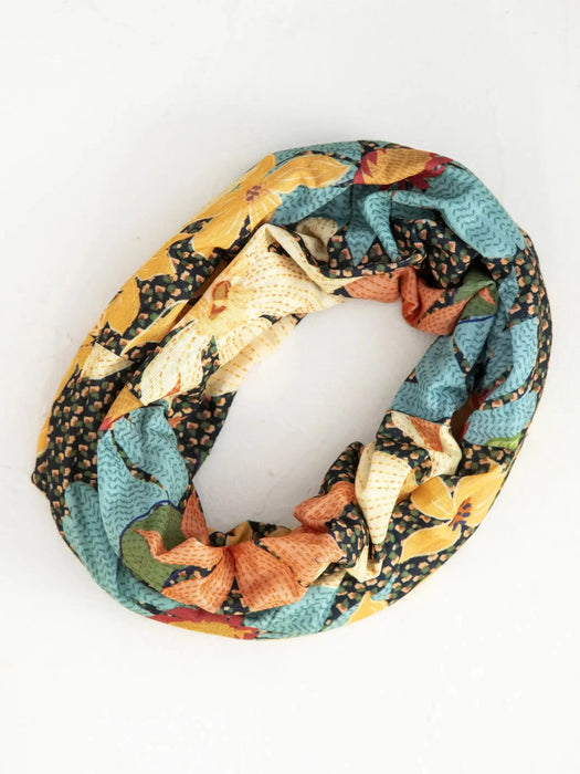 NAT LIFE | Boho Bandeau Headband Blue Coral Cream Floral