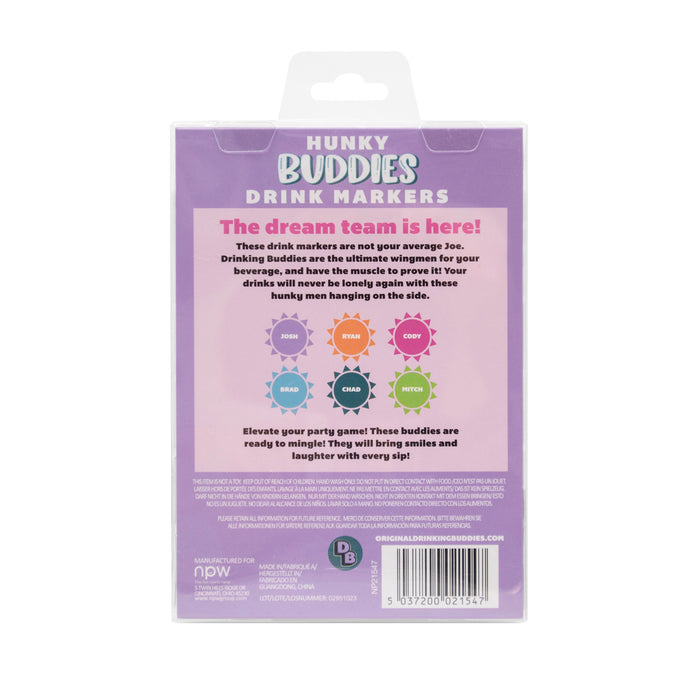 NPW | Hunky Buddies Drink Markers 6pcs Set Multi-Coloured