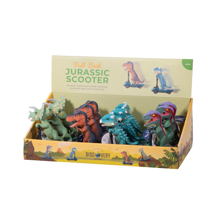 Discovery Zone | Pull‑Back Jurassic Scooter CDU 12pcs/4 Assorted