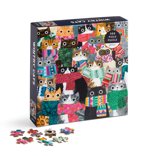 Galison | Wintry Cats Puzzle 500pcs Multi-Coloured