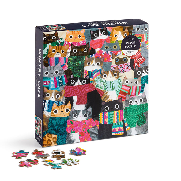 Galison | Wintry Cats Puzzle 500pcs Multi-Coloured